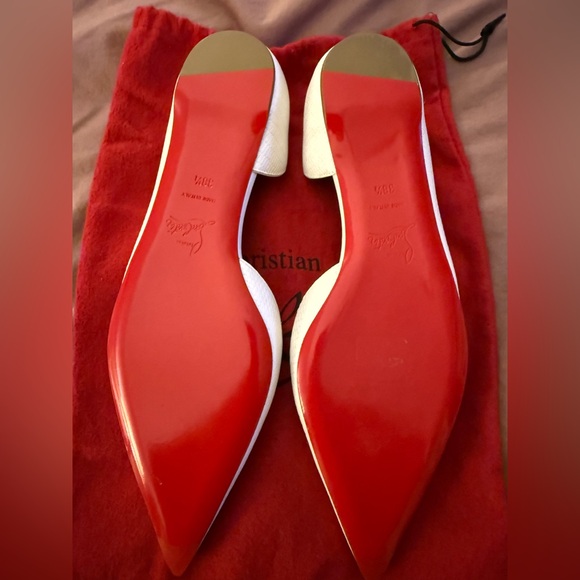 Christian Louboutin White Iriza Zarli Kid Flats— NEVER WORN— 38.5 - Picture 3 of 7